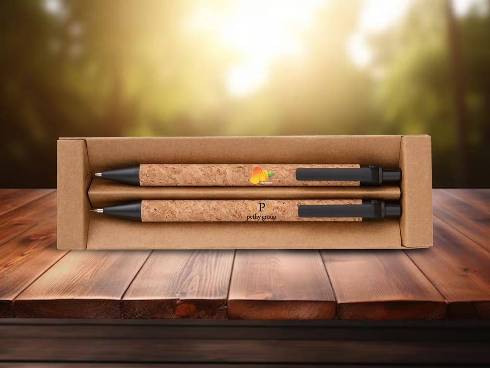 Kit caneta ecológica em cortiça · Pethy Group