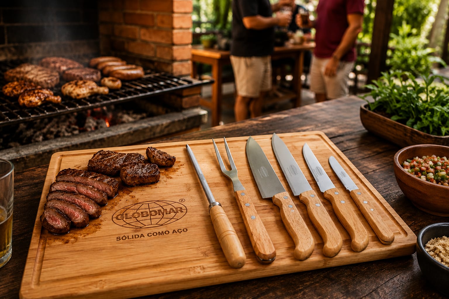 Kit churrasco em bambu · Globomar